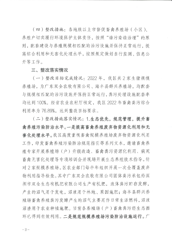 深圳市深汕特别合作区落实中央生态环境保护督察整改情况公示（关于规范污染防治设施运行，提高畜禽养殖废弃物资源化利用水平的问题）_01(1).png